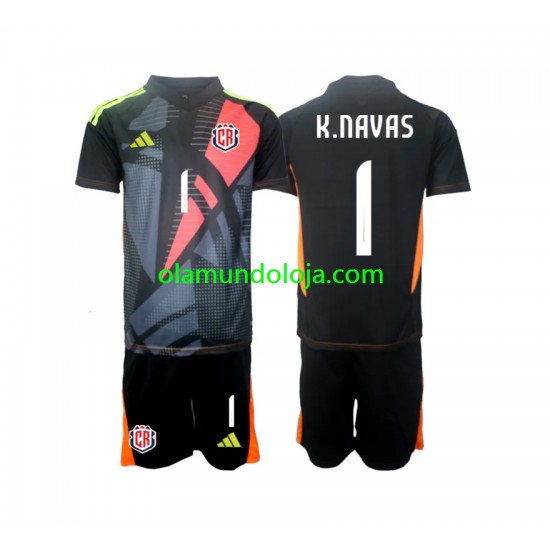 Camisola Costa Rica Keylor Navas 1 Guarda-redes Criança Equipamento Terceiro 2024 Manga Curta